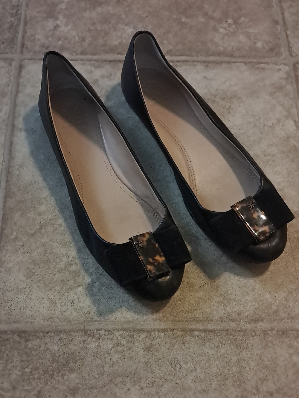 Tortoise Shell Bow Tory Burch Ballerina Flat Ballet Luxury Dress Animal Print - Picture 4 of 8